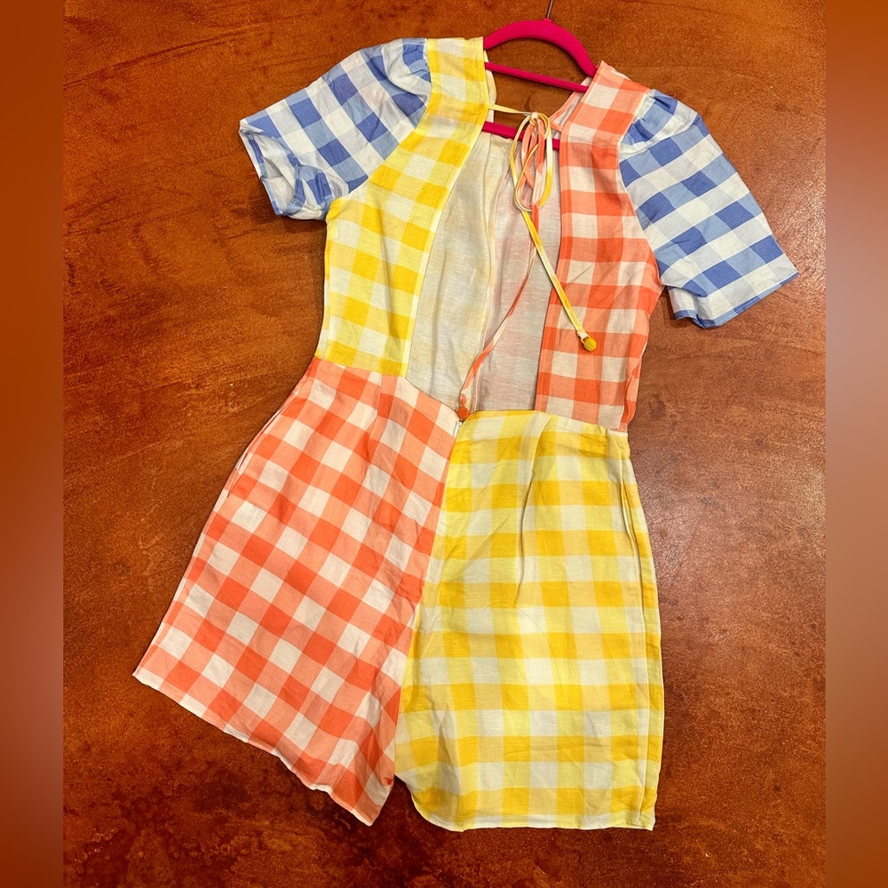 NWT Anthropologie Farm Rio Gingham Contrast Romper - Picture 6 of 8